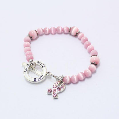 Pink Cat Eye Cancer Bracelet | Together We Can Find A Cure