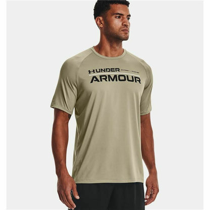 Short Sleeve T-Shirt Under Armour Wordmark Green for Men