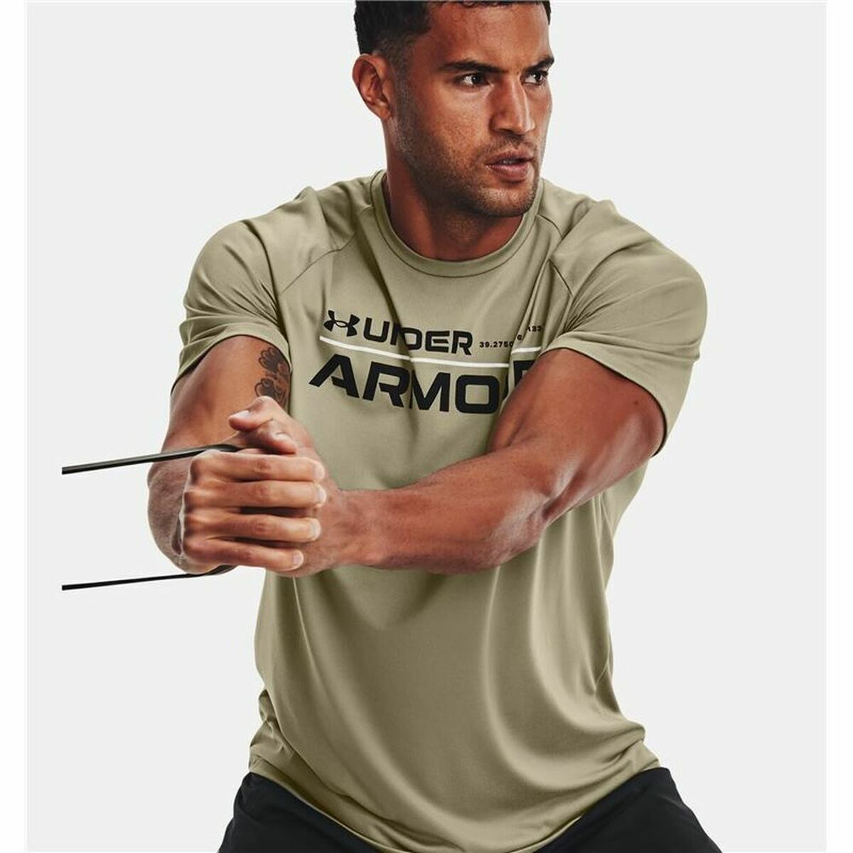 Short Sleeve T-Shirt Under Armour Wordmark Green for Men