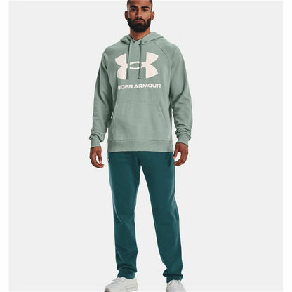 Men’s Hoodie Under Armour Rival Big Logo Green Cotton Blend