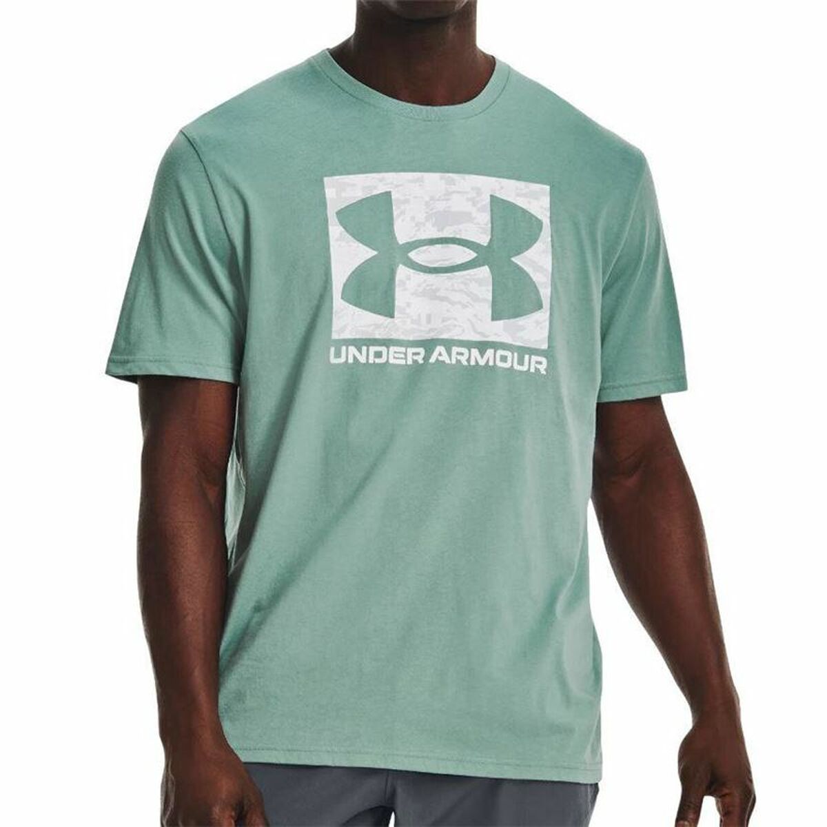 Men’s Short Sleeve T-Shirt Under Armour Camo Logo Aquamarine