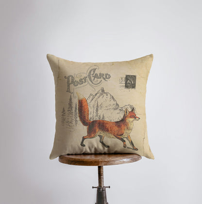 Fox Postcard Pillow Cover | Farmhouse Decor Accent Home