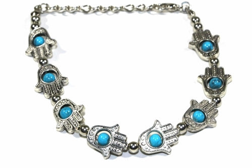 Hamsa Hands & Vibrant Bead Bracelet - Stylemz