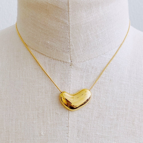 Bold Molten Heart Necklace in 18k Gold Plated Steel