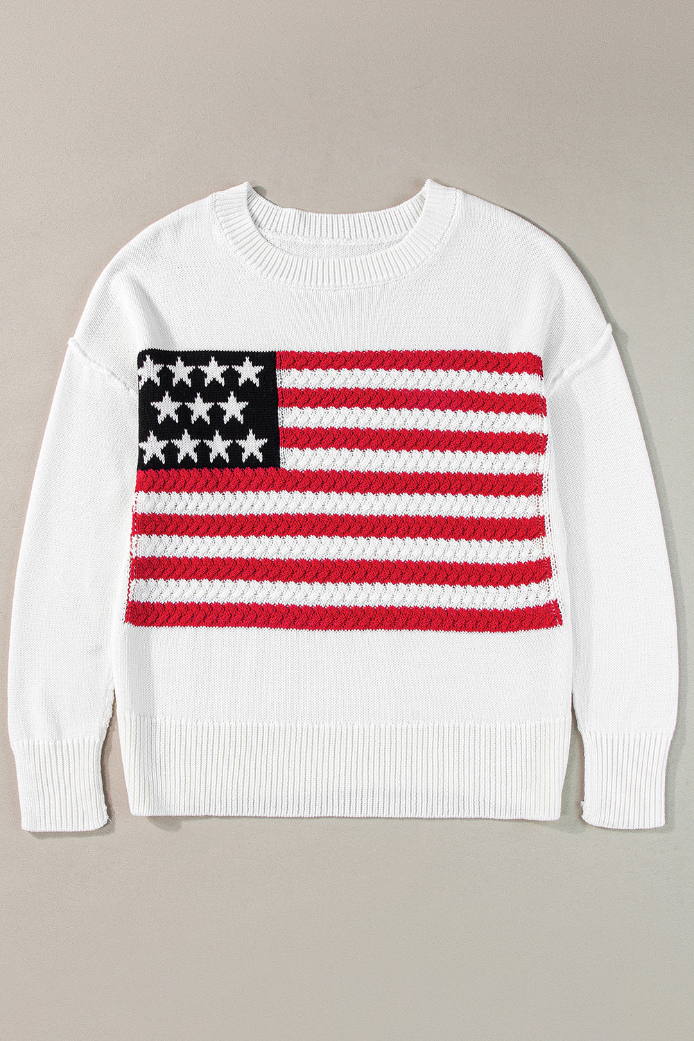 Lakelyn American Flag Sweater with Cozy Cable Knit Design