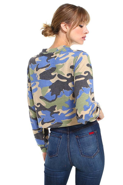 Cropped Camo Zip-Up Jacket – Casual and Trendy - Stylemz