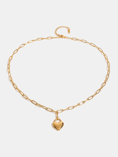 18K Gold-Plated Stainless Steel Heart Pendant Necklace - Stylemz