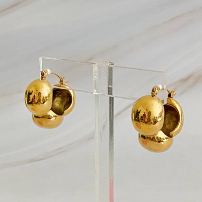 Beautifully Volumized Hoop Earrings in 18k Gold Plated Style