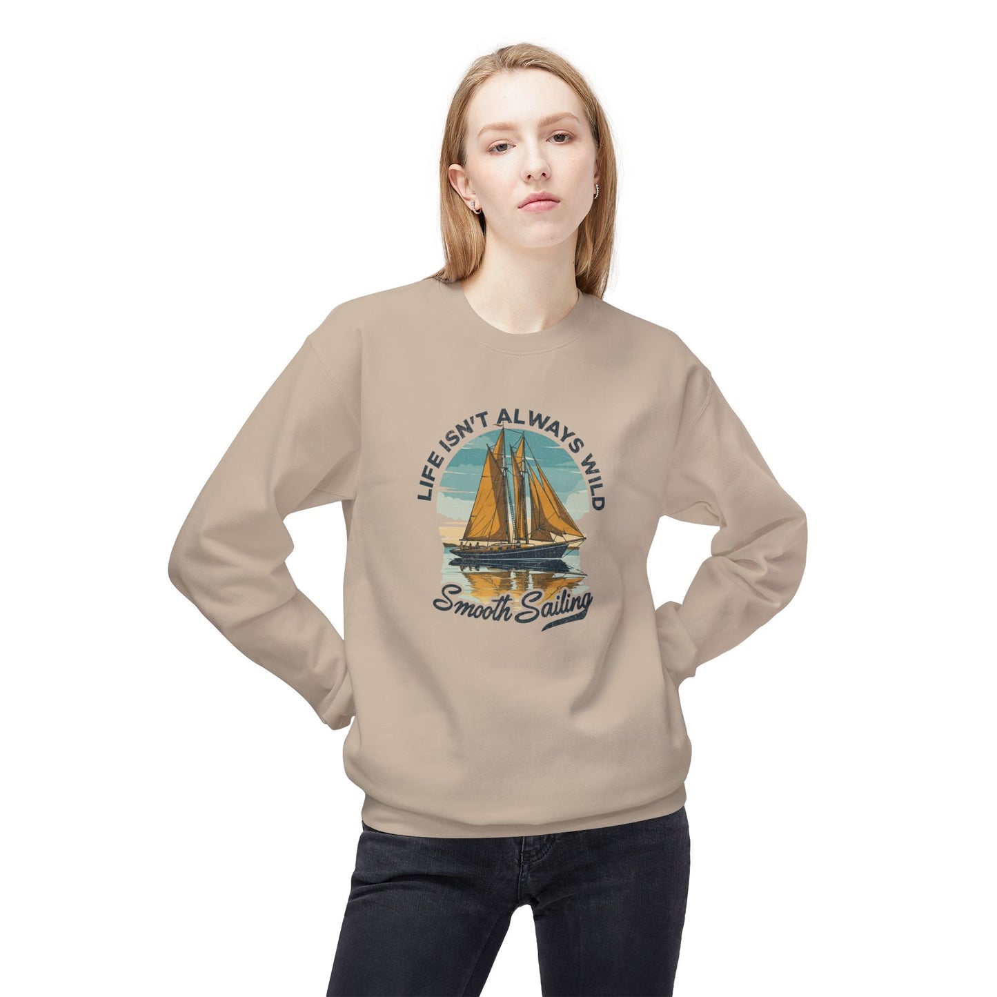 Smooth sailing Unisex Midweight Softstyle Fleece Crewneck Sweatshirt  - Korea  - StyleMZ