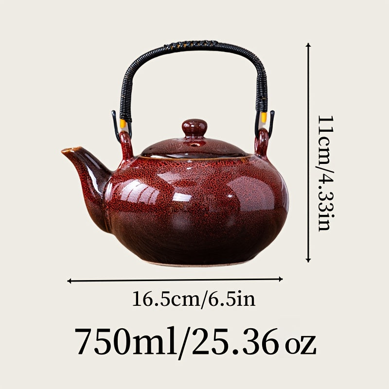 1pc Unique Kiln-Changed Ceramic Teapot 25.36 oz Novelty