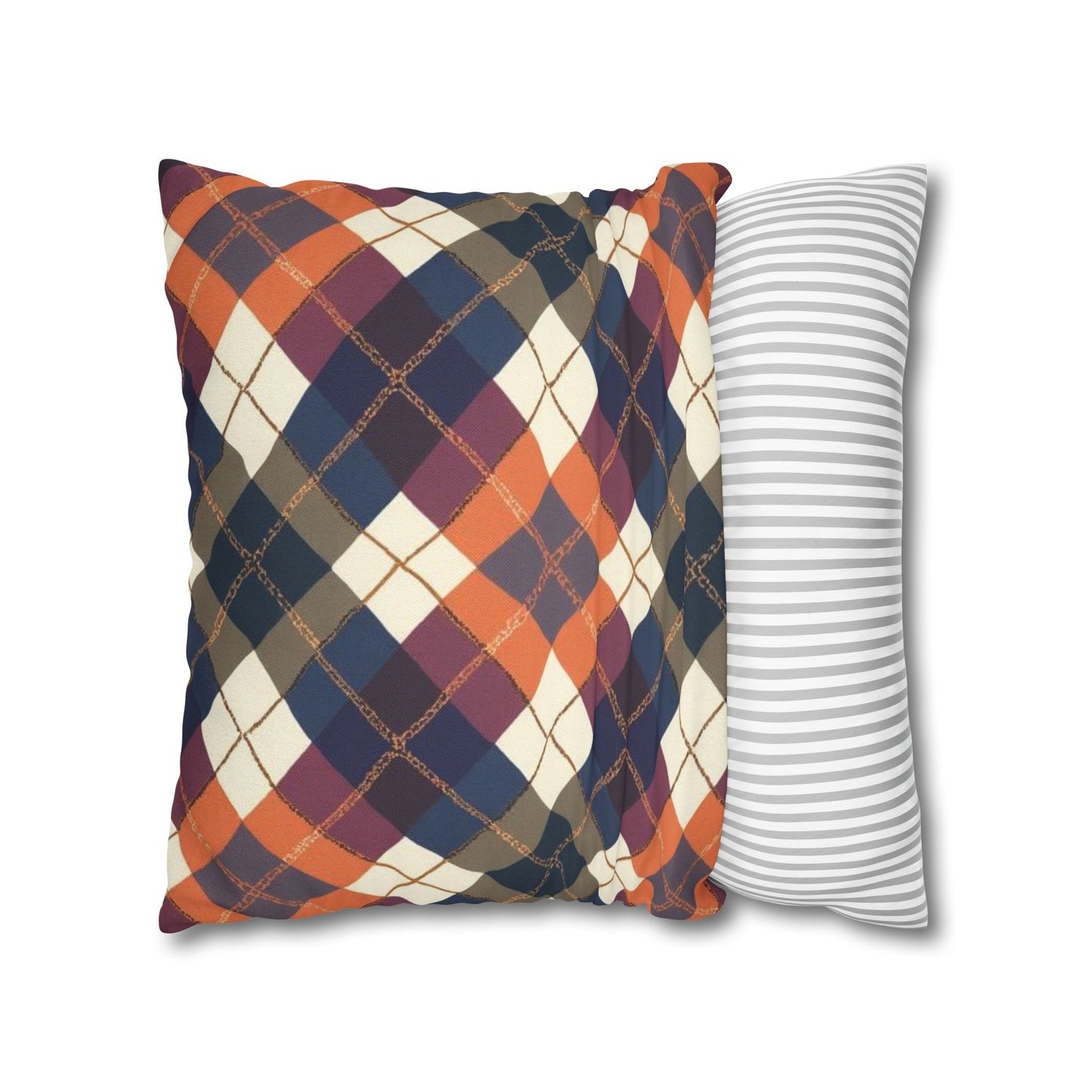 Warm Harvest Argyle Spun Polyester Square Pillowcase - StyleMZ