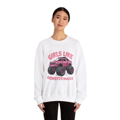 Korea -  Girls like monster trucks Unisex Heavy Blend™ Crewneck Sweatshirt  - StyleMZ