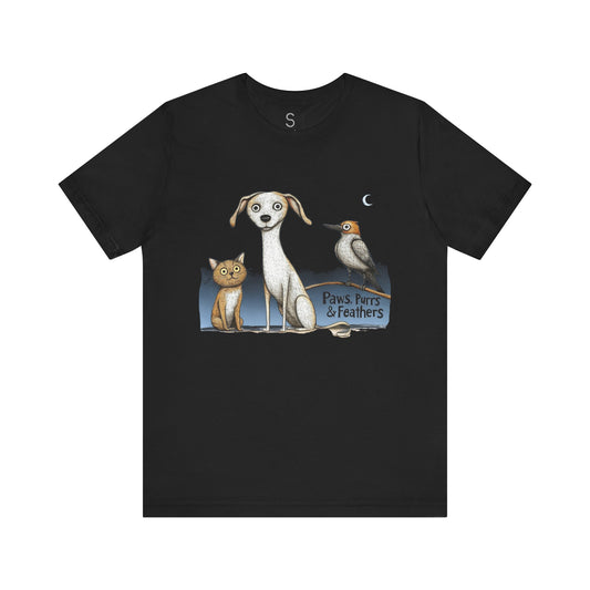 Paws purrs and feathers Unisex Jersey Short Sleeve Tee - Stylemz