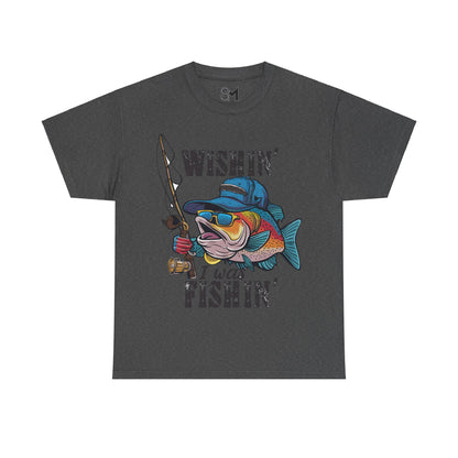 Whishing I was fishing Unisex Heavy Cotton Tee - StyleMZ