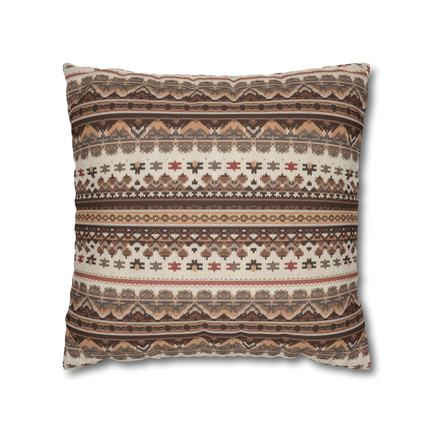 Warm Nordic Knit  Faux Suede Square Pillowcase - StyleMZ