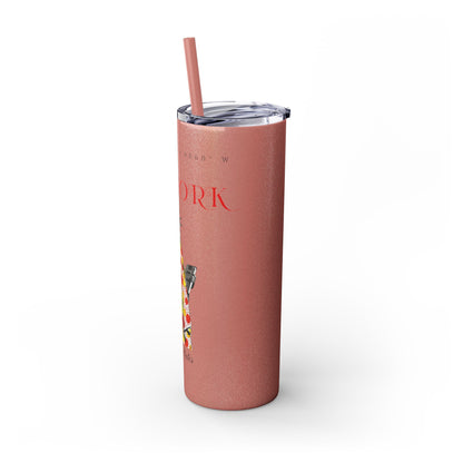 New York Glitter Skinny Tumbler with Straw, 20oz - StyleMZ