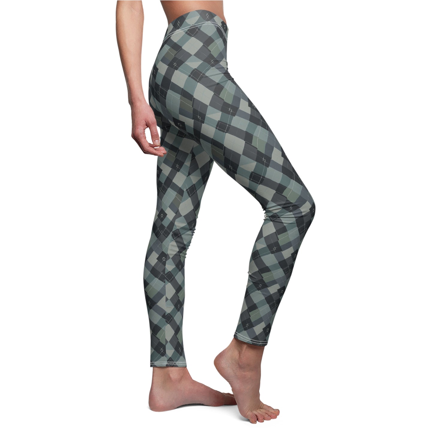 Midnight Plaid Women's Cut & Sew Casual Leggings (AOP) - StyleMZ