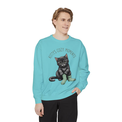 Korea -  Kittt's cozy moment Unisex Garment-Dyed Sweatshirt  - StyleMZ