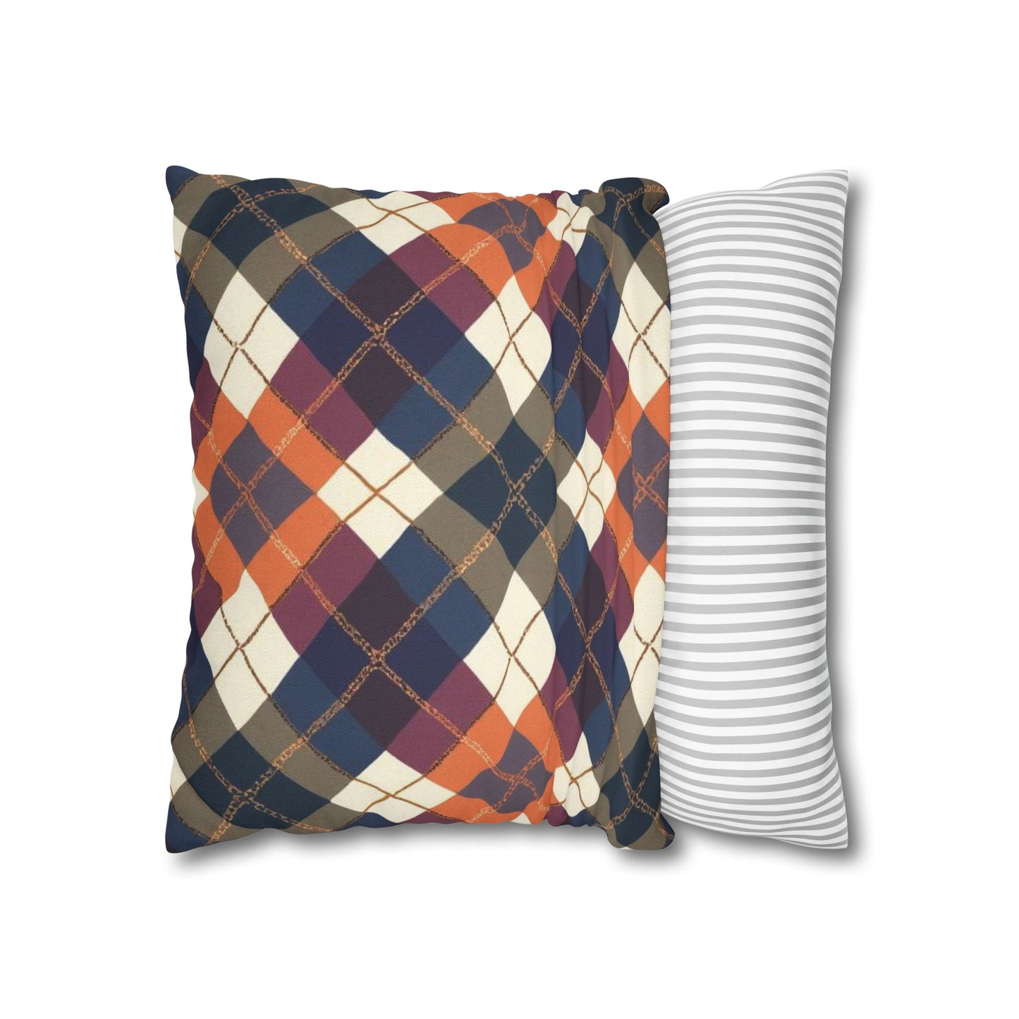 Warm Harvest Argyle Spun Polyester Square Pillowcase - StyleMZ