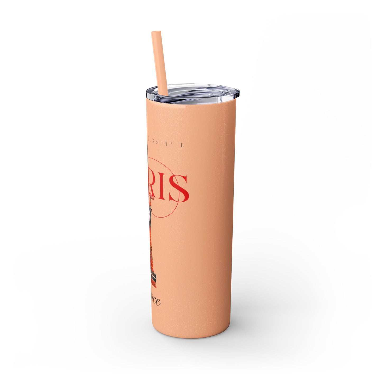 Paris Glitter Skinny Tumbler with Straw, 20oz - StyleMZ