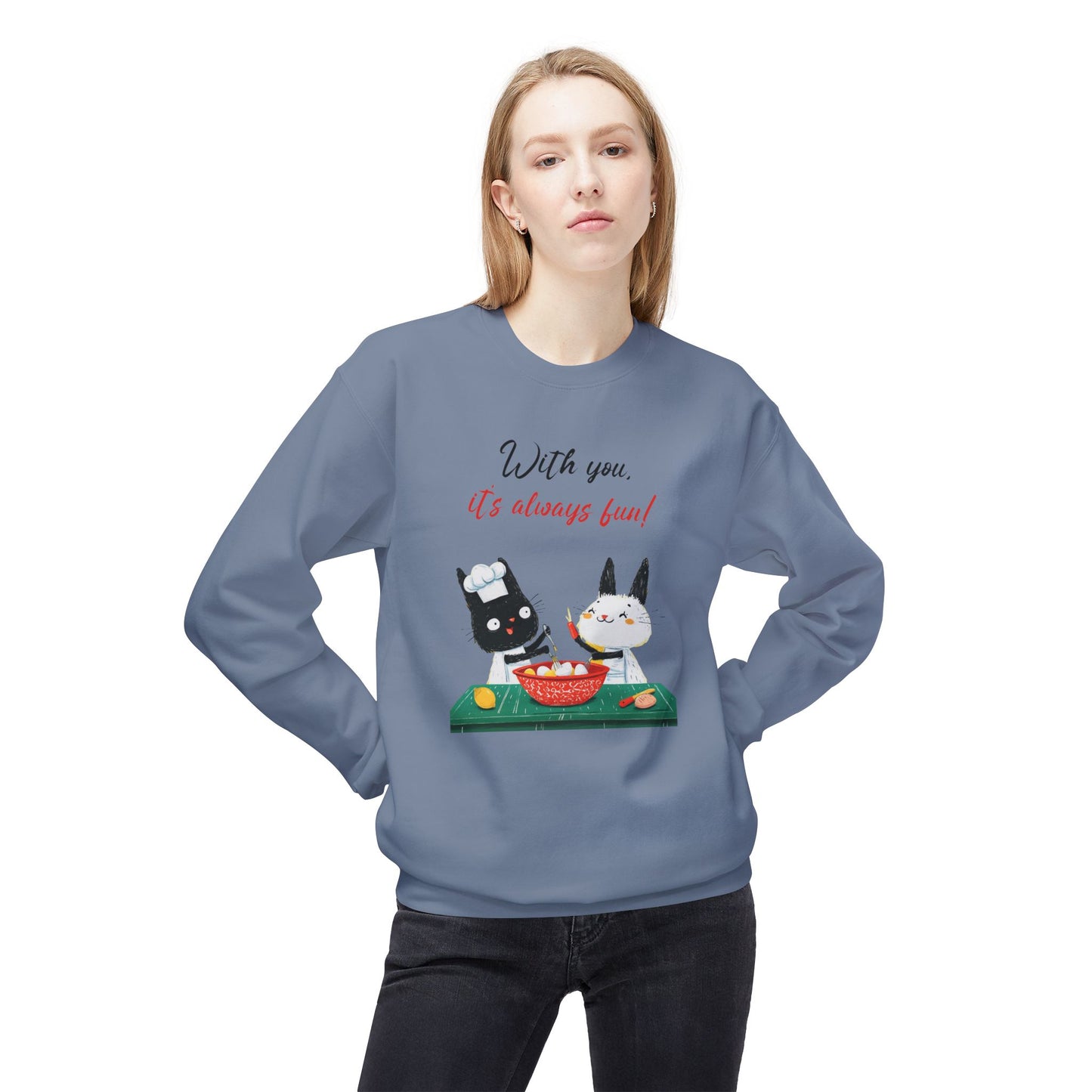 Korea -  With you it's always fun Unisex Midweight Softstyle Fleece Crewneck Sweatshirt  - StyleMZ