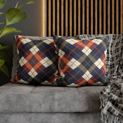 Warm Harvest Argyle Spun Polyester Square Pillowcase - StyleMZ