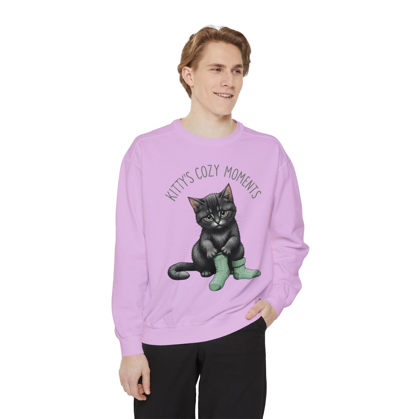 Korea -  Kittt's cozy moment Unisex Garment-Dyed Sweatshirt  - StyleMZ