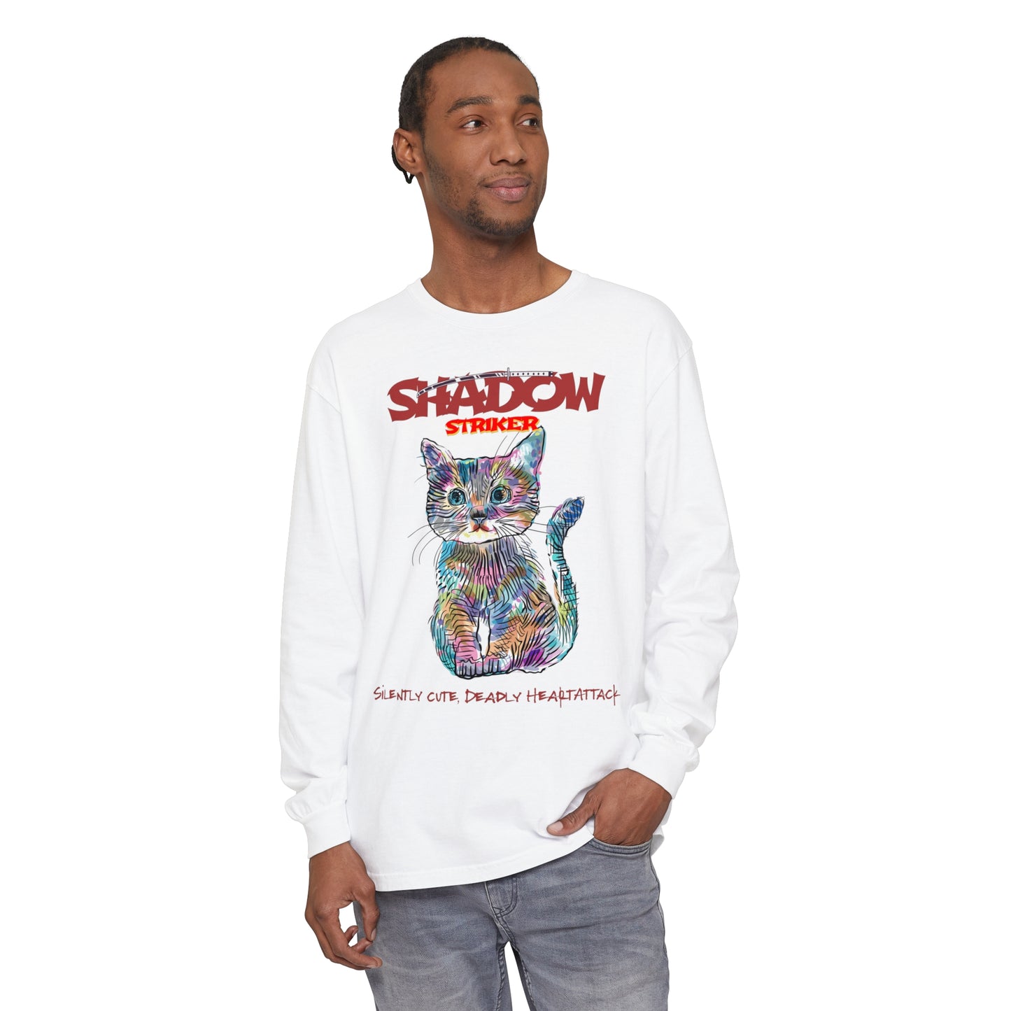 Korea -  Shadow Striker Unisex Garment-dyed Long Sleeve T-Shirt  - StyleMZ