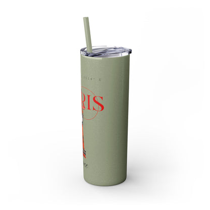 Paris Glitter Skinny Tumbler with Straw, 20oz - StyleMZ