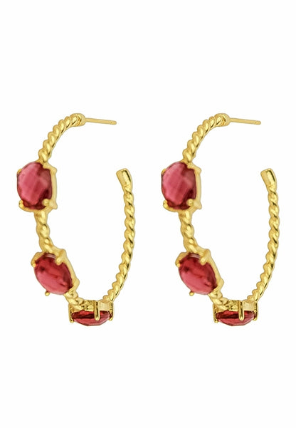 Elegant Doha Earrings with 18K Gold-Plating and Stones