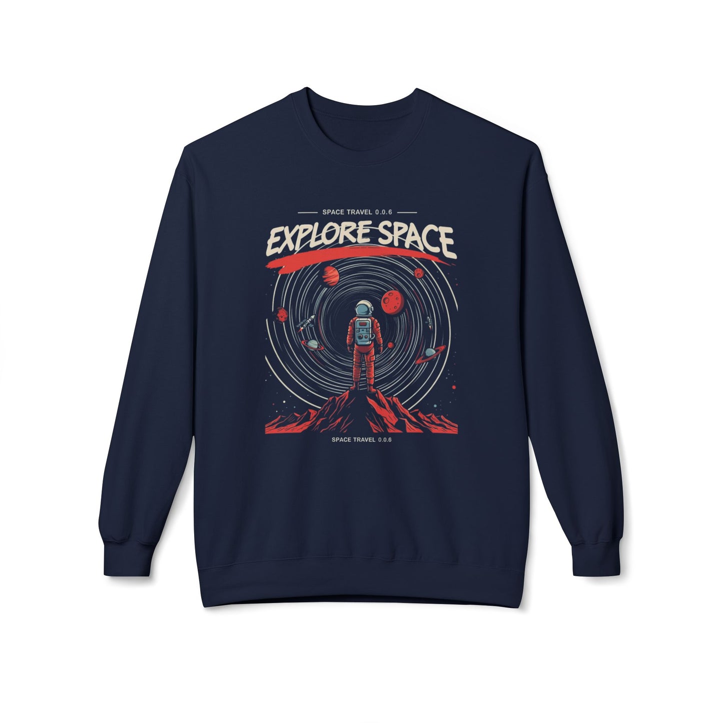 Explore space Unisex Midweight Softstyle Fleece Crewneck Sweatshirt  - Korea  - StyleMZ