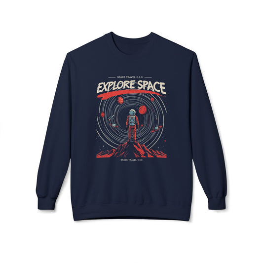 Explore space Unisex Midweight Softstyle Fleece Crewneck Sweatshirt - Korea - StyleMZ - Stylemz