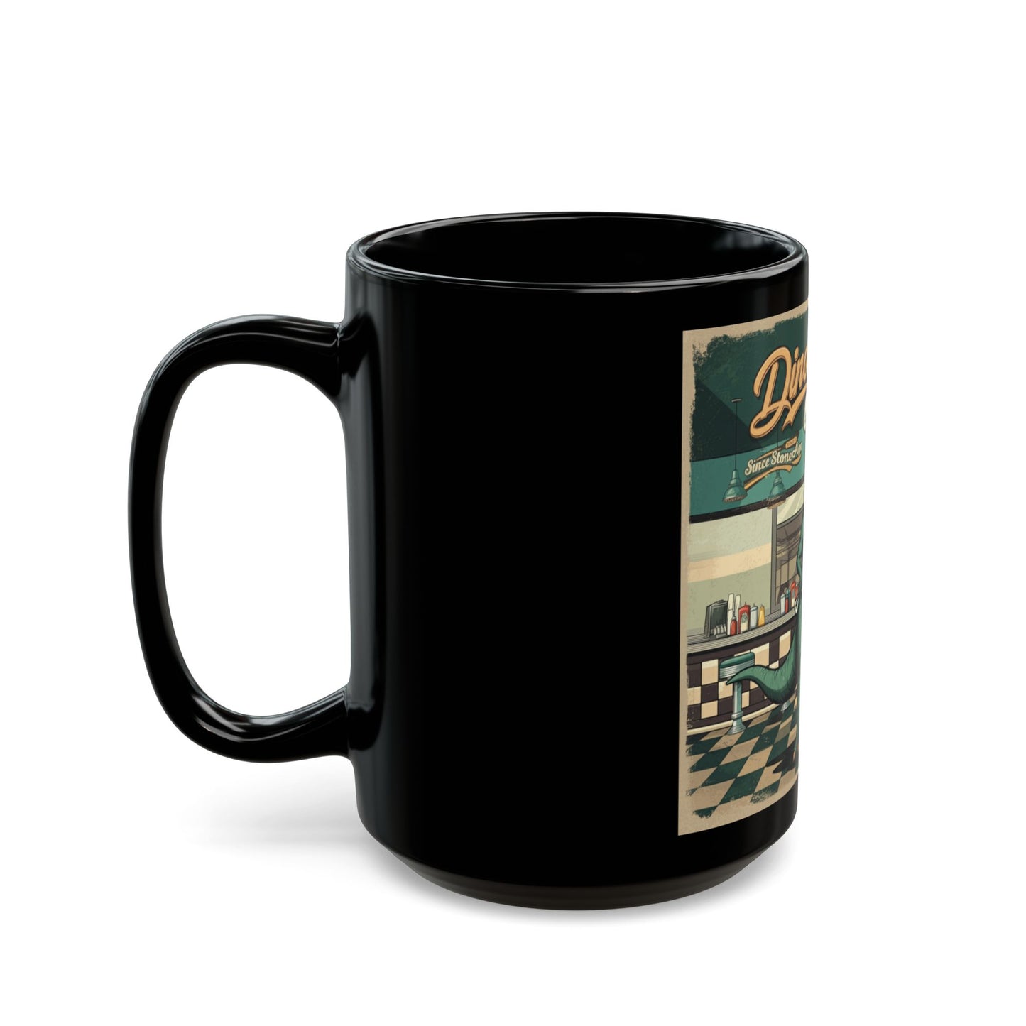 Dino’s Retro Grill Black Mug (11oz, 15oz) - StyleMZ