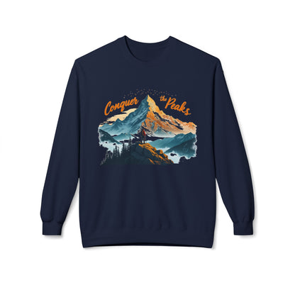 Conquer the peaks Unisex Midweight Softstyle Fleece Crewneck Sweatshirt - StyleMZ