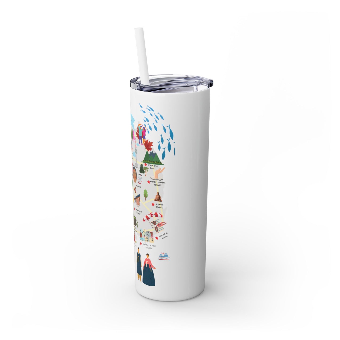 Korea Travel Map Skinny Tumbler with Straw, 20oz - StyleMZ