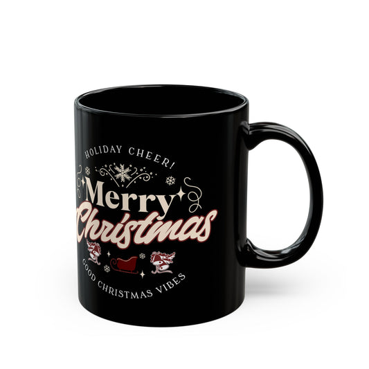 Merry Christmas Happy Vibes Black Mug (11oz, 15oz) - StyleMZ