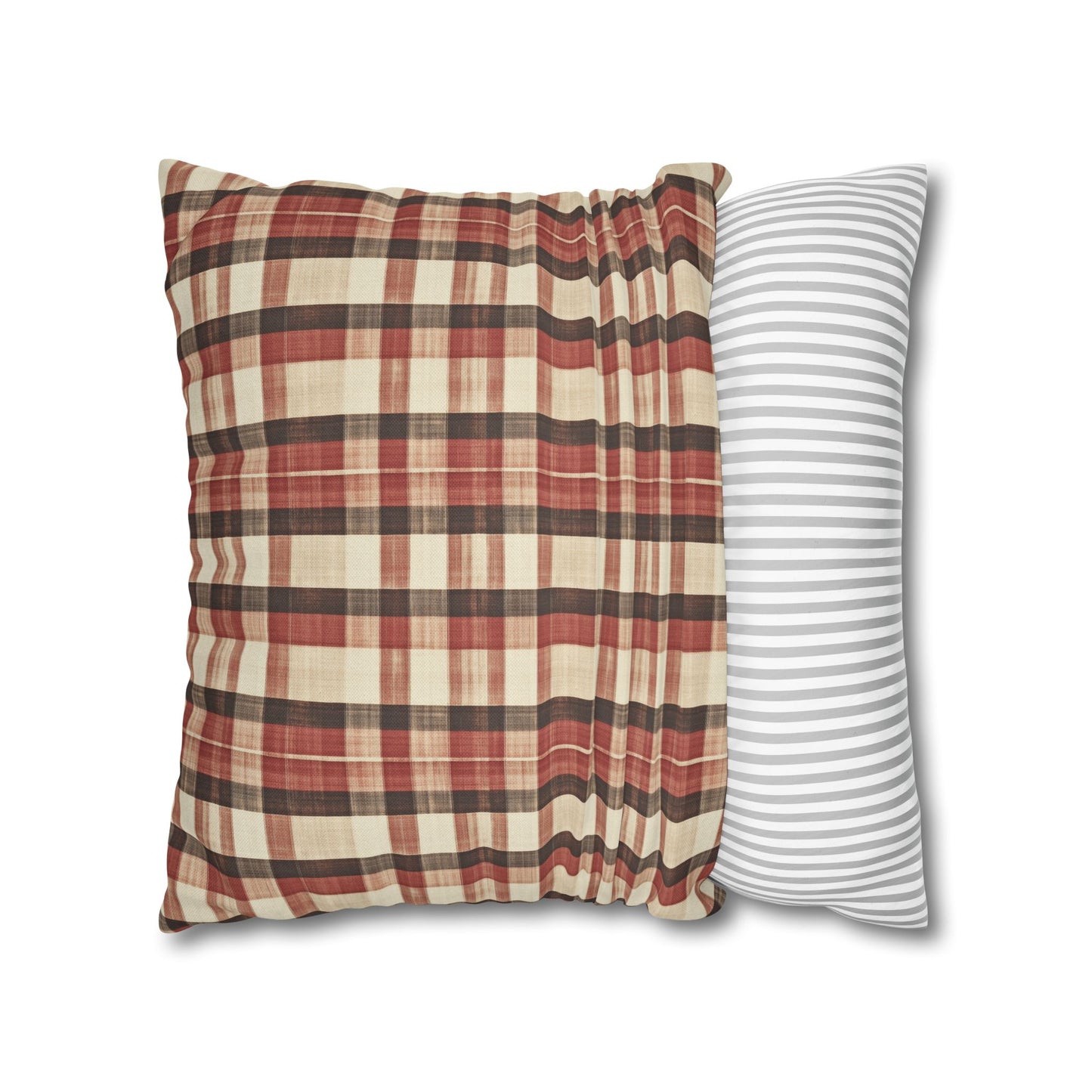 StyleMZ -  Foliage hue plaid Spun Polyester Square Pillowcase  - StyleMZ