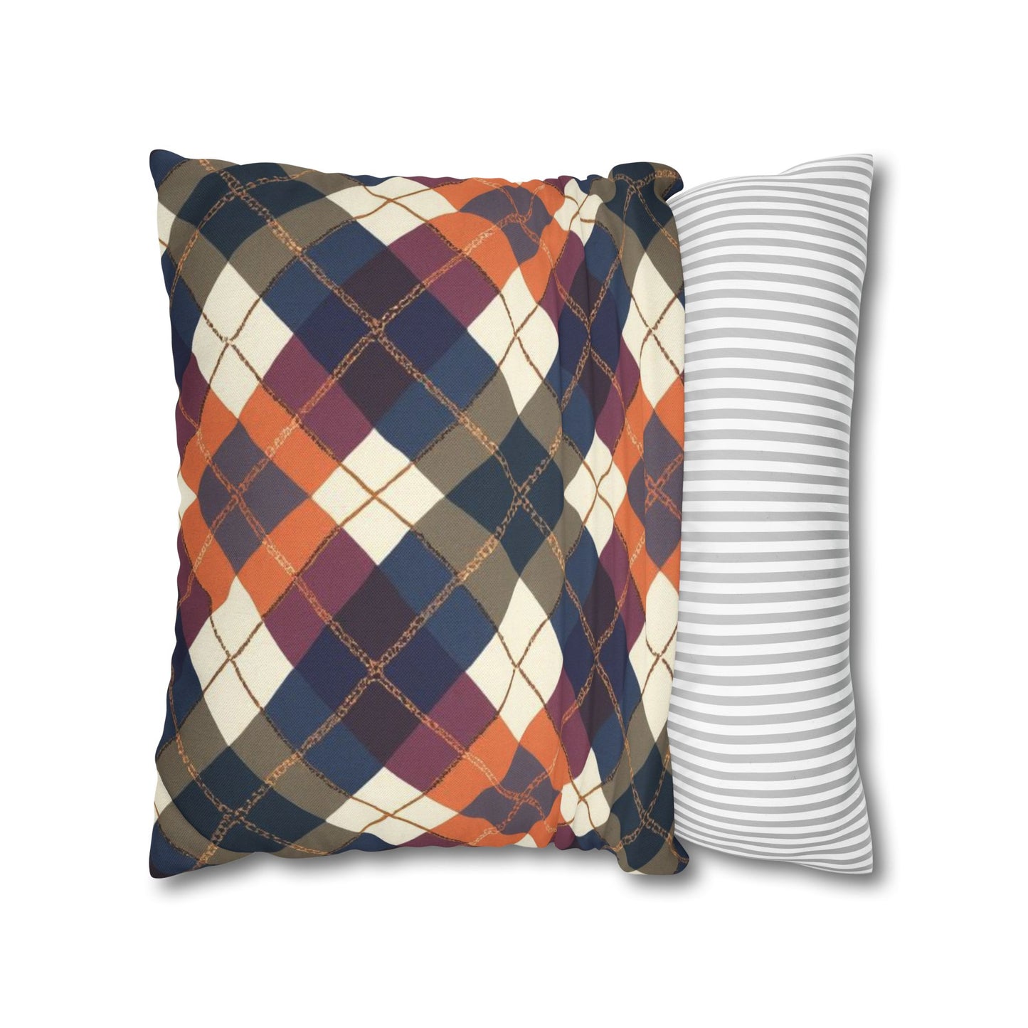 Warm Harvest Argyle Spun Polyester Square Pillowcase - StyleMZ