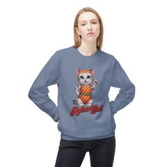 Korea -  Retro Cat Unisex Midweight Softstyle Fleece Crewneck Sweatshirt  - StyleMZ