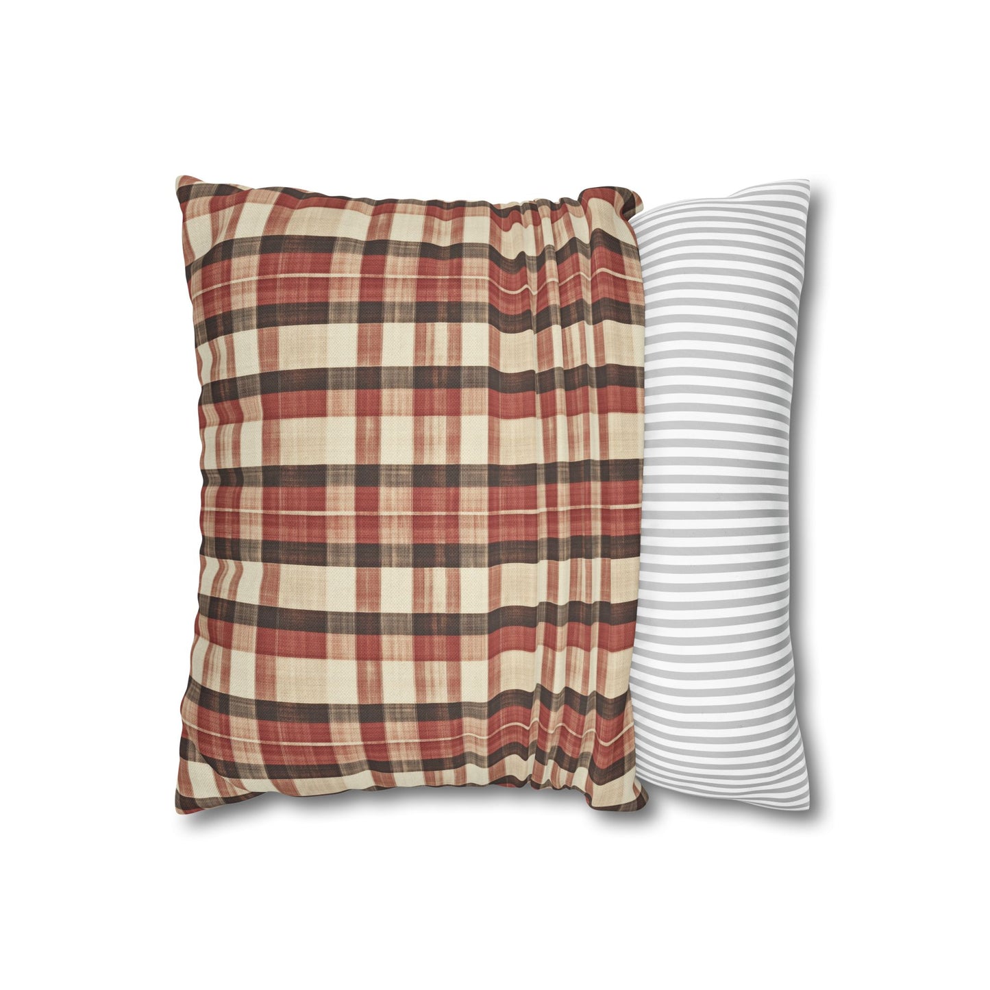 StyleMZ -  Foliage hue plaid Spun Polyester Square Pillowcase  - StyleMZ