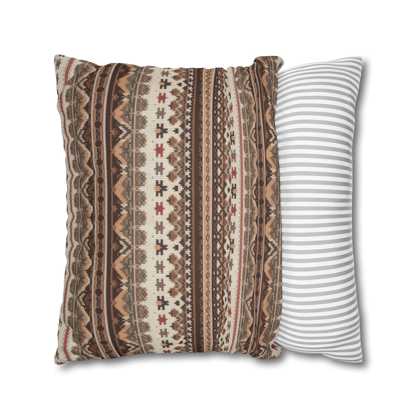 Warm Nordic Knit  Faux Suede Square Pillowcase - StyleMZ