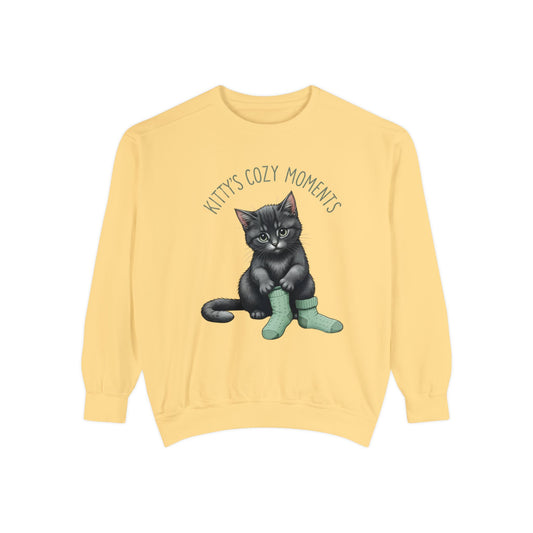 Korea - Kittt's cozy moment Unisex Garment-Dyed Sweatshirt - StyleMZ - Stylemz