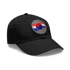 Corea - Gorro con bandera de Corea y parche de cuero (redondo) - StyleMZ 