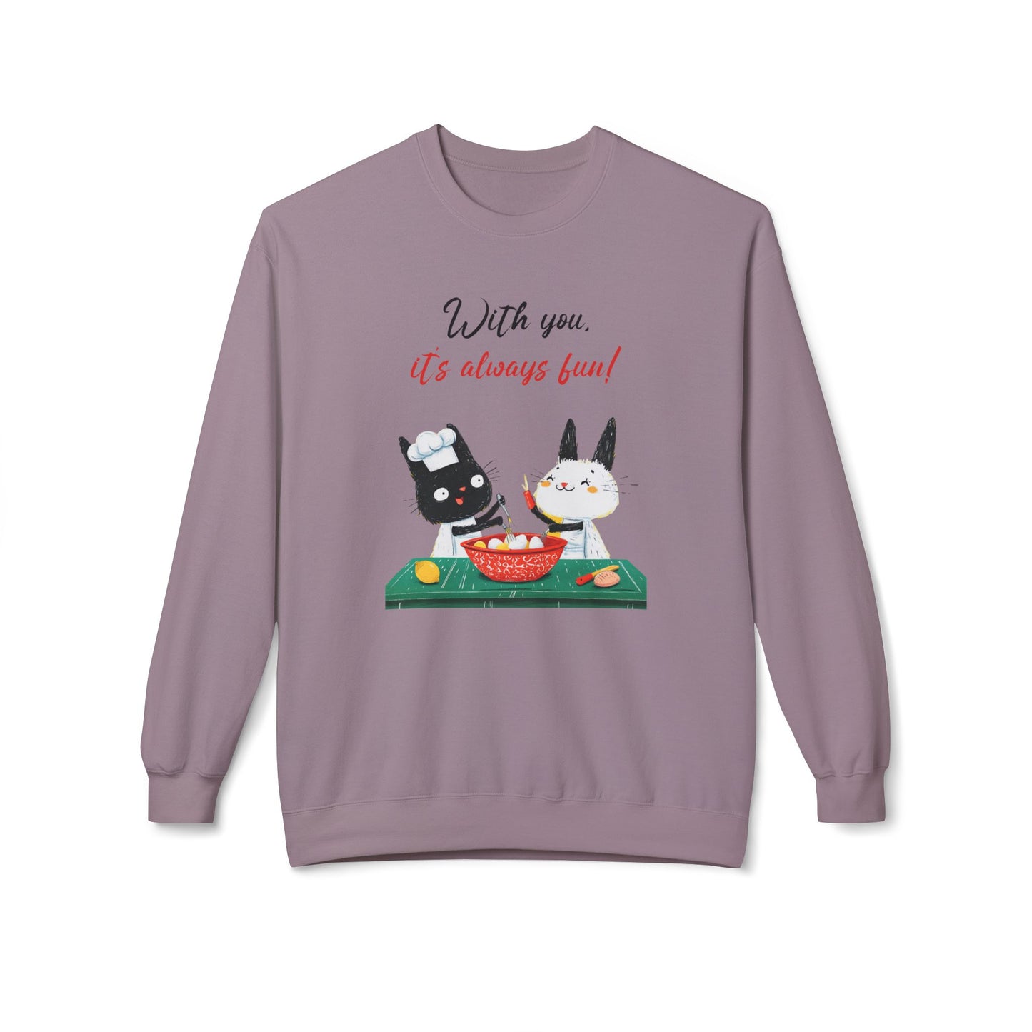 Korea -  With you it's always fun Unisex Midweight Softstyle Fleece Crewneck Sweatshirt  - StyleMZ