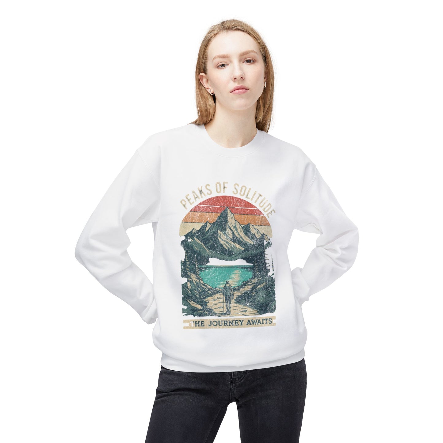 Peaks of Solitude Unisex Midweight Softstyle Fleece Crewneck Sweatshirt - StyleMZ