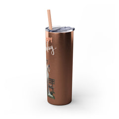 Korea -  Happy Birthday Skinny Tumbler with Straw, 20oz  - StyleMZ