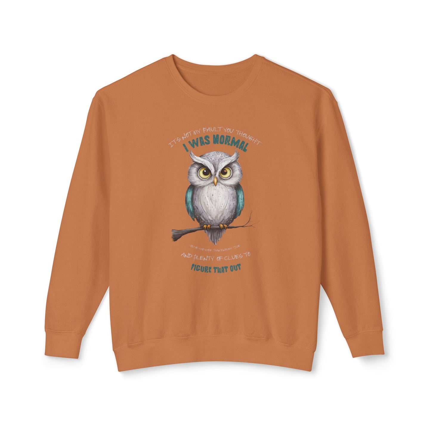 Corea - Sudadera unisex ligera de cuello redondo con mensaje de Quirky Owl - StyleMZ 