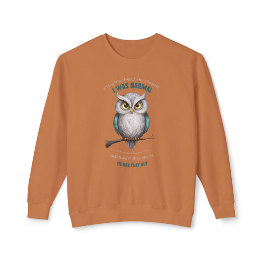 Korea - Quirky Owl's Message Unisex Lightweight Crewneck Sweatshirt - StyleMZ - Stylemz