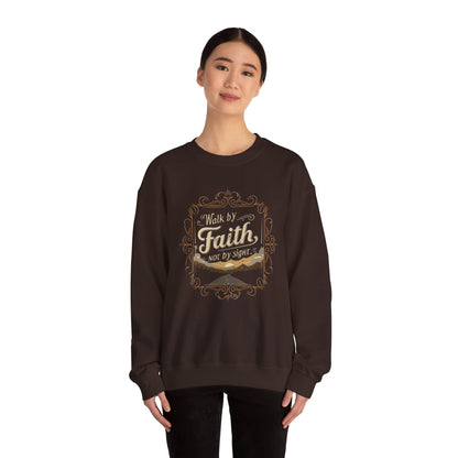 Walk by Faith Unisex Heavy Blend™ Crewneck Sweatshirt - Stylemz