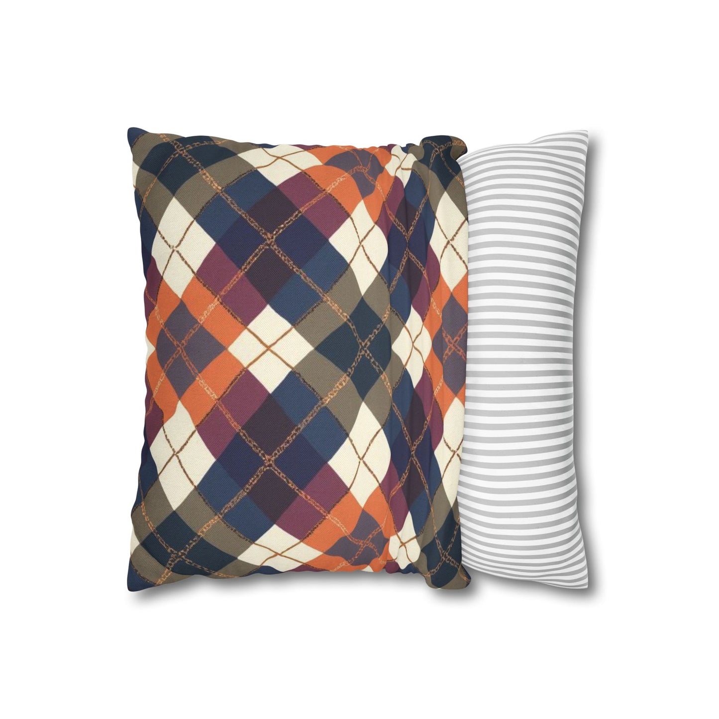 Warm Harvest Argyle Spun Polyester Square Pillowcase - StyleMZ